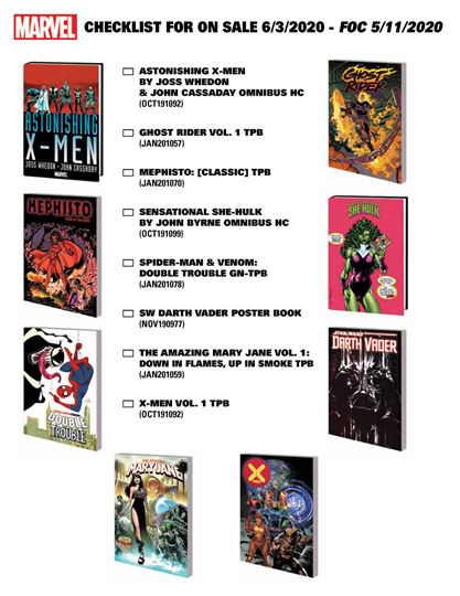 Lista dos novos quadrinhos da Marvel Comics de junho
