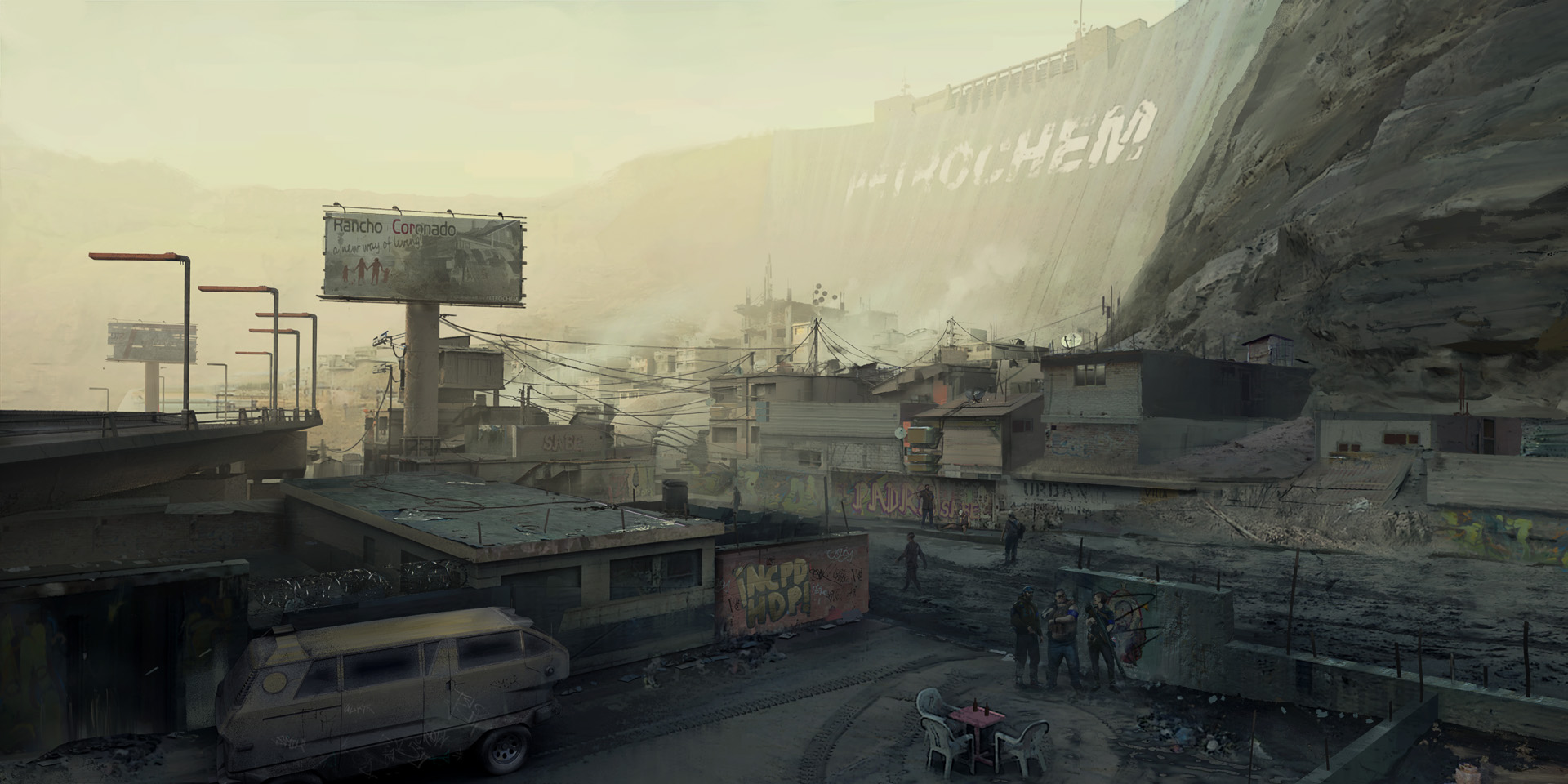 Artes Conceituais de Cyberpunk 2077 mostram favela do jogo