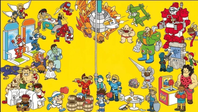 Vários personagens da desenvolvedora de jogos Capcom reunidos.
