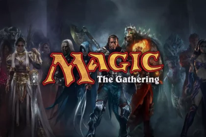 logo de Magic The Gathering à frente de diversos personagens do jogo