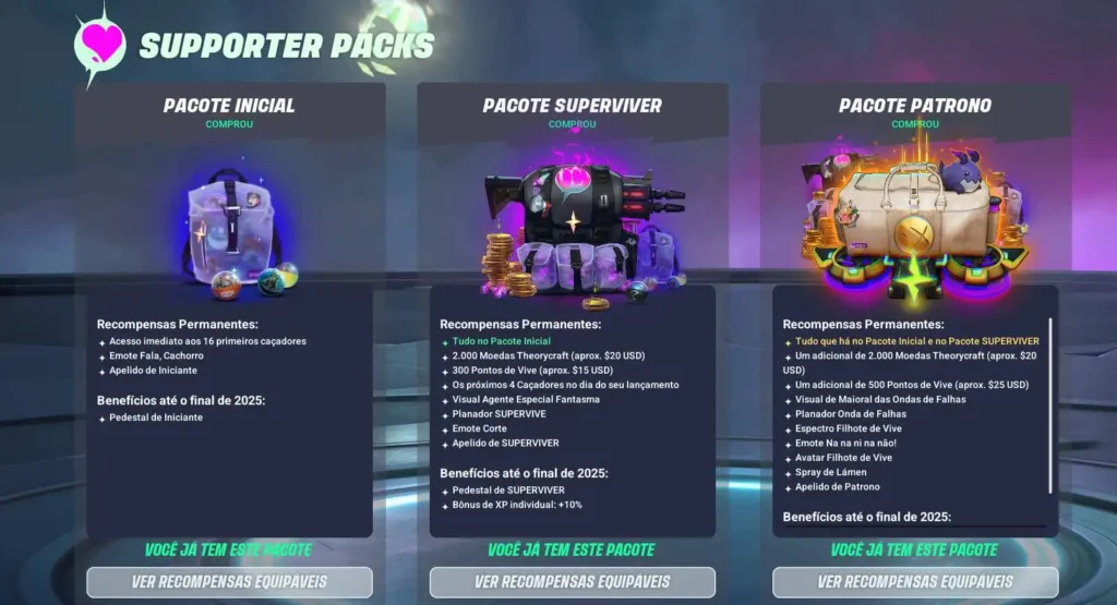 SUPERVIVE | Saiba tudo sobre o novo MOBA Pacotes SUPERVIVE