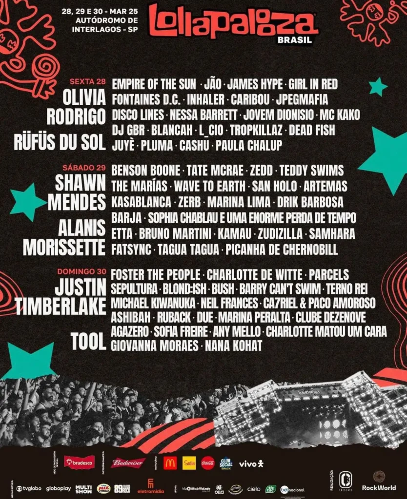 Lollapalooza Brasil anuncia side shows: girl in red, Fontaines D.C., Inhaler, JPEGMAFIA e Parcels Lollapalooza Brasil line-up